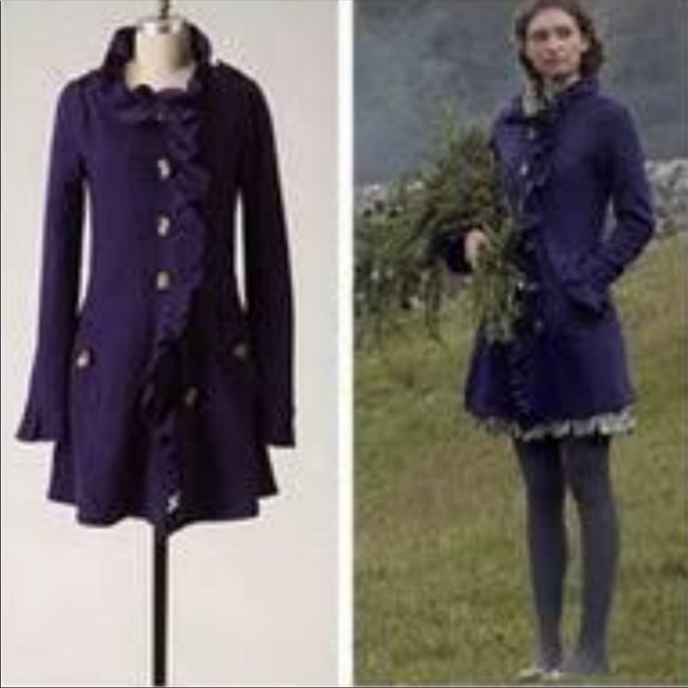 Charlie Robin Anthropologie Purple Wool Coat S